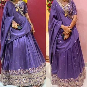 Elegant Purple Full Flared Lehenga Choli Set
