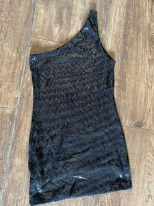 Mango Sequin One-Shoulder Party Dress XS