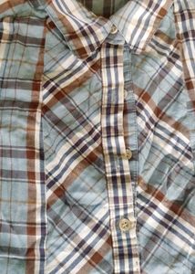 Blue Plaid Long Sleeve Top