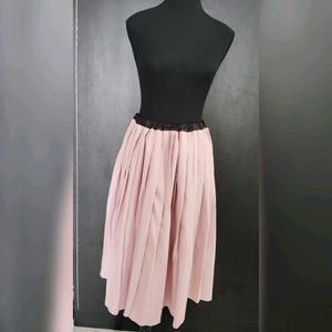 Pink Pleated Midi Skirt
