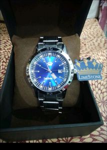Lime Stone Free Size Silver Watch