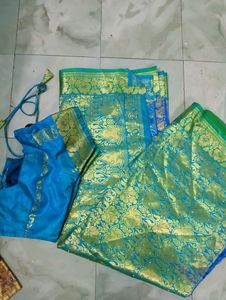 Blue Silk Saree with Blouse
