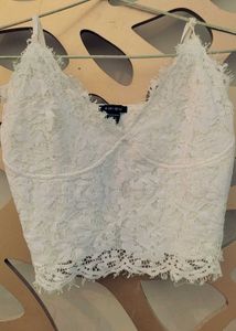 White Lace Bralette and Tank Top  In Combo