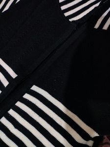 Woolen Black White Strip Jacket