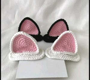 Crochet Cat Ear Hair Clips 🐱