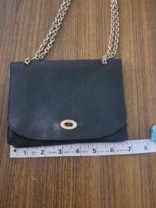 Black Pure Leather Chain Strap Bag
