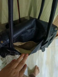 Imported Vintage Black Leather Handbag