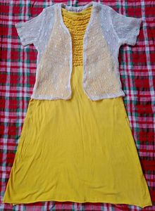 Yellow Dress with Lace Shrug