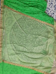 Pista Green Colour Embroidery Work Saree