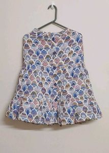 Floral Print Midi Skirt With Front Slit