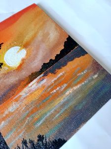 Sunset View Acrylic painting Canvas Board(HANDMAD)