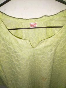 Lime Green Embroidered Kurti