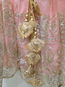 Peach Sequence Lehenga Set