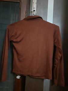 Coffee Brown Classy Women Crop Top