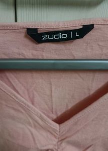 Pink Ruched V-Neck Top