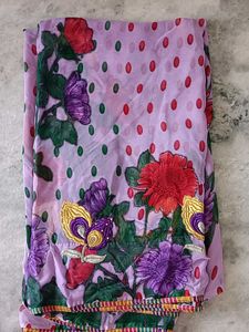 Floral Embroidered Chiffon Saree