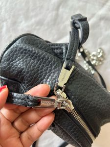 Mini Black Backpack with Chain Detail