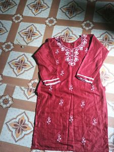 Maroon Embroidered Kurti