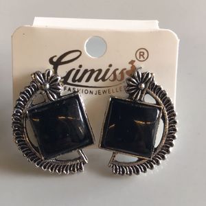Black Square Earrings
