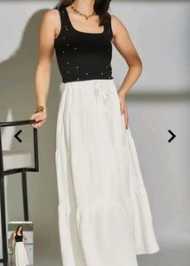 SHEIN Tiered White Maxi Skirt