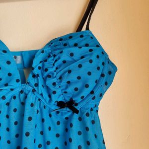 La Senza Blue Polka Dot Babydoll – Size M