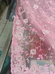 Pink Embroidered Saree Fabric