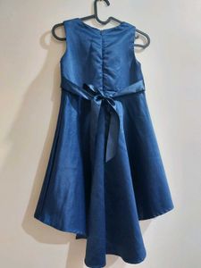 Dark Blue Satin High Low Party Dress