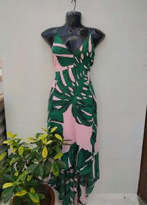 Tropical Print Chiffon Dress