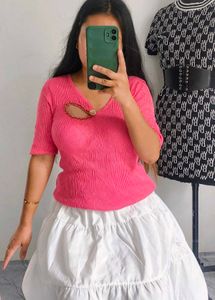 Pink Ribbed Knit Top