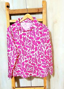 Megenta  Colour Printed Cotton Shirt Size-42