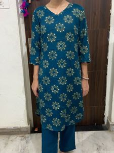 Teal Floral Print Top &amp; Pants Set