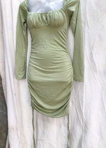 352711. Sage Green Bodycon Mini Dress