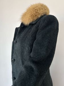 Dark Grey Fur Collar Coat