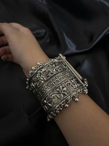 Bohemian Silver Adjustable Bracelet / Hand Cuff