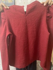 Burgundy Puff Sleeve Top