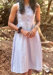 Gingham Button-Front Dress