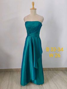 Teal Strapless Evening Gown
