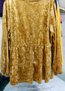 Mustard Yellow Party Wear Velvet