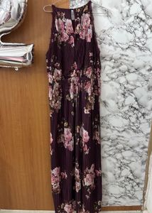 Vero Moda Burgundy Floral Pleated Mini Dress
