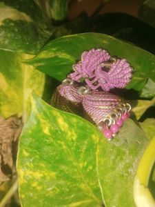 Pink Shell Jhumka Earrings
