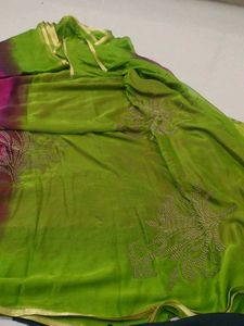Elegant Pink &amp; Green Saree