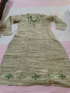 Tailored Kurta With Hand Kutchi- Mirror Embroidery
