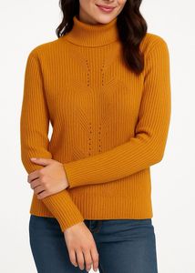 Mustard Knit Turtleneck Sweater