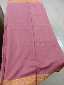 Very Soft Saree Golden Thread Work Border &amp; Pallu