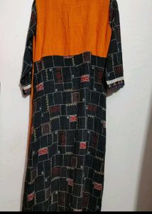 Orange🟠 &amp; Black Anarkali Kurti For 38 Bust