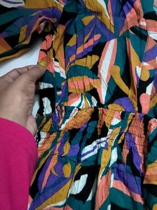 Colorful Abstract Print Midi Dress