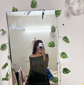 Off-Shoulder Olive Green Top