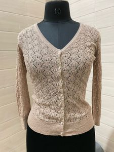 Vinatge Beige Knit Cardigan