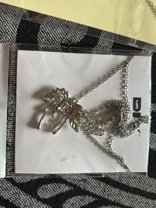 Silver Butterfly Necklace And Heart Necklac