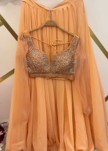 peach luxe lehenga
